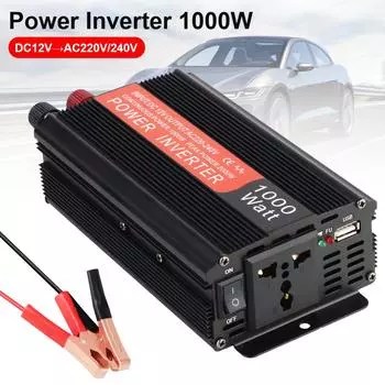 Автомобильный преобразователь напряжения из 12 В в 220 В трансформатор с интеллектуальным вентилятором, гнездом с USB-аксессуарами для автомобиля, универсальный портативный инвертор с модифицированной синусоидой 1000 Вт NF12 1000W