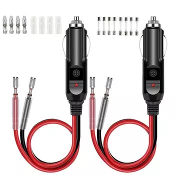 Автомобильный прикуриватель, 12 В/24 В, Удлинительный кабель для автомобильного прикуривателя, Светодиодный индикатор, Car Cigarette Lighter 30cm 2pcs