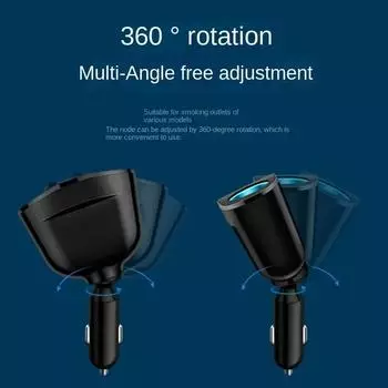 Автомобильный прикуриватель 12 В-24 В, разветвитель розетки, синяя атмосфера, свет PD QC3.0, 2 USB-зарядных устройства с портами C для зарядки мобильного телефона, видеорегистратора