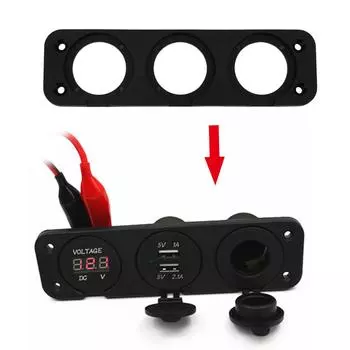 Автомобильный прикуриватель, кронштейн, зарядное устройство, переключатель, вольтметр, монтажная пластина, 1/2/3 отверстия, автомобильная USB-панель для автомобиля, судна, мотоцикла, грузовика, внутренняя часть