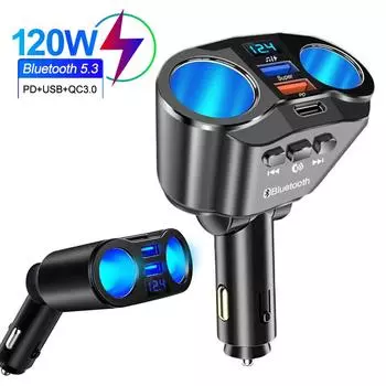 Автомобильный прикуриватель-разветвитель, двойной USB-адаптер для быстрой зарядки, 12 В/24 В, QC 3.0 PD, автомобильное зарядное устройство, адаптер питания для дисплея