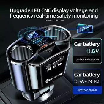 Автомобильный прикуриватель, разветвитель, зарядное устройство PD QC3.0, быстрое зарядное устройство, двойной USB 4,8 А, цифровой дисплей, адаптер питания для всех телефонов