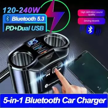 Автомобильный прикуриватель, разветвитель, зарядное устройство PD QC3.0, быстрое зарядное устройство, двойной USB 4,8 А, цифровой дисплей, адаптер питания для всех телефонов