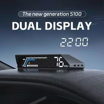Автомобильный проекционный дисплей цифровой OBD Hud многофункциональный автомобильный прибор спидометр сигнализация превышения скорости двойной HD экран чёрный
