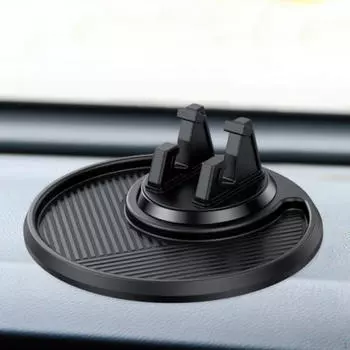 Автомобильный противоскользящий коврик для телефона, вращающийся многофункциональный моющийся липкий коврик для дома чёрный