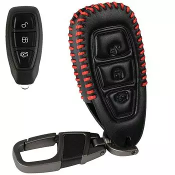 Автомобильный пульт дистанционного управления, брелок, чехол, защитный чехол из искусственной кожи, 3 кнопки для Ford Focus C Max Mondeo Kuga Fiesta Galaxy Auto чёрный