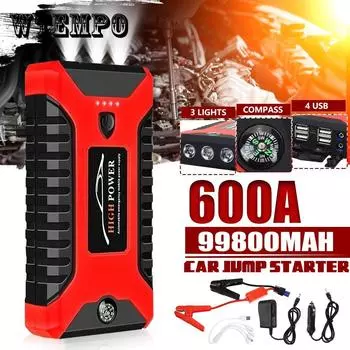 Автомобильный пусковое устройство Quick Start Power Bank 99800 мАч Стартовое зарядное устройство для 12 В 2 А Стартовое зарядное устройство для автомобилей Аварийный бустерный аккумулятор со светодиодной подсветкой EU Plug