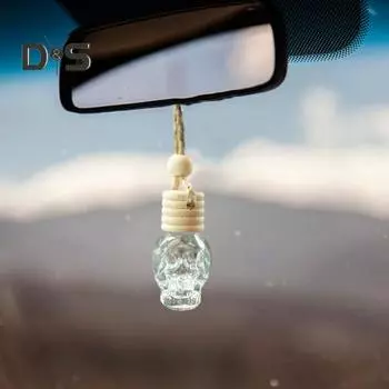 Автомобильный пустой флакон для хранения духов, деревянная крышка, прозрачный корпус, стеклянная бутылка, аромат эфирного масла, автомобильное крепление, подвеска, интерьер