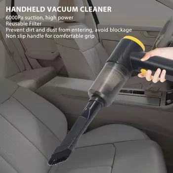 Автомобильный пылесос 12 В, мощный ручной пылесос с 3 сменными головками, всасывание 6000 Па