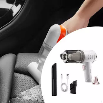 Автомобильный пылесос 5000PA Мощная всасывающая щетка для очистки Легкий портативный электрический пылесос белый