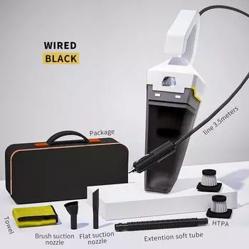 Автомобильный пылесос, 6000 Па, мощное всасывание, 120 Вт, мощный портативный беспроводной автомобильный пылесос, прочный алюминиевый вентилятор, фильтр HAPA белый