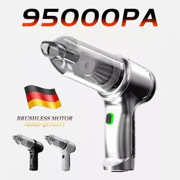 Автомобильный пылесос 95000PA мини-беспроводной пылесос Мощные автомобильные аксессуары Сильная всасывающая машина для очистки для дома Baisc black