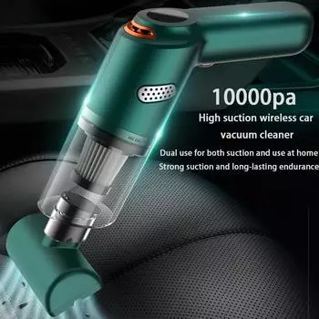 Автомобильный пылесос, беспроводная зарядка для использования в автомобиле, портативный небольшой автомобильный пылесос для домашнего использования, мини-пылесос высокой мощности для автомобиля зелёный
