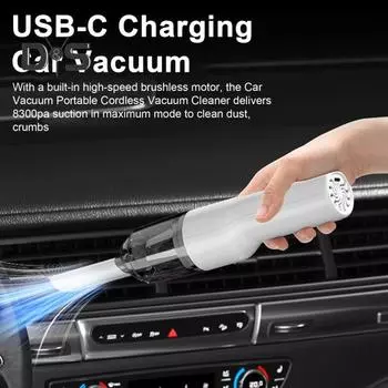 Автомобильный пылесос беспроводной пылесос USB зарядка 8300 Па всасывание ручной пылесос с бесщеточным двигателем мини портативный пылесос для автомобиля дома домашних животных белый