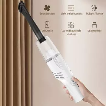 Автомобильный пылесос Беспроводной ручной автомобильный пылесос Мощное всасывание с чистящей щеткой для белый