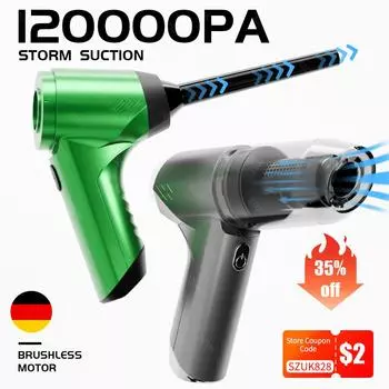 Автомобильный пылесос, мини-портативный мощный всасывающий USB-порт, портативный для автомобиля, бытовая техника, бесщеточный двигатель, беспроводная машина для очистки Pro Grey