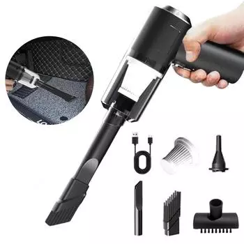 Автомобильный пылесос, портативный аккумуляторный автомобильный пылесос с сильным всасыванием, мощным двигателем, низким уровнем шума для беспроводной уборки на ходу