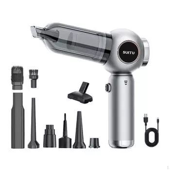 Автомобильный пылесос, простой в использовании, 100 Вт, сильная мощность всасывания, небольшой ручной мини-пылесос серебряный