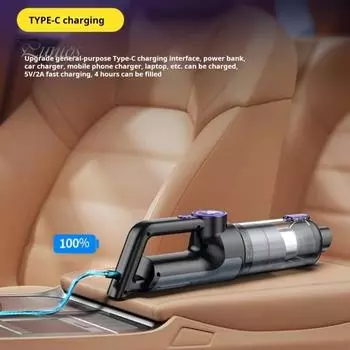 Автомобильный пылесос Ручной пылесос Беспроводной пылесос со светодиодной подсветкой Циклонный турбинный пылесос Однокнопочное удаление пыли Влажный и сухой автомобильный пылесос фиолетовый
