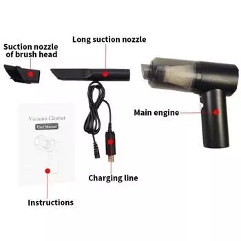Автомобильный пылесос Ручные беспроводные пылесосы 120 Вт 6000 Па высокой мощности со встроенной светодиодной подсветкой белый