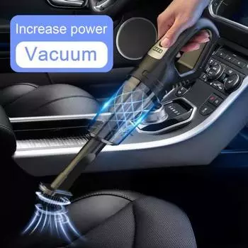Автомобильный пылесос с беспроводной зарядкой через USB, долгим сроком службы аккумулятора, моющимся фильтром и мощным всасыванием. чёрный