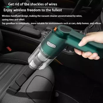 Автомобильный пылесос с беспроводной зарядкой для автомобиля, портативный для дома, небольшой автомобильный мини-пылесос высокой мощности всасывания чёрный