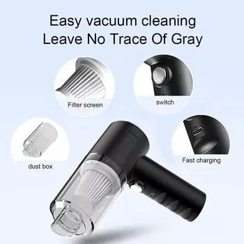 Автомобильный пылесос с мощным всасыванием, портативный, сухая зарядка, влажная уборка, USB-пылесос, умный автомобильный пылесос, очиститель, расходный материал Bl Y8W0