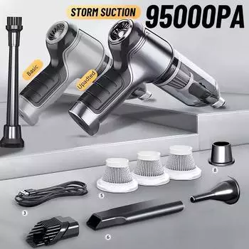 Автомобильный пылесос с сильным всасыванием, ручной беспроводной пылесос, вентилятор 2 в 1, портативный пылесос для автомобиля и дома