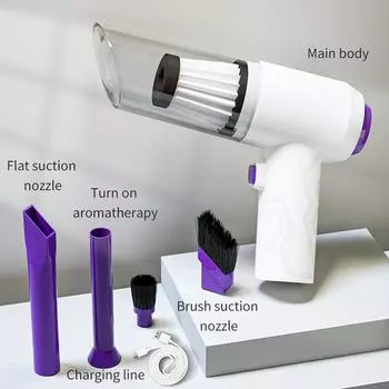 Автомобильный пылесос с сильным всасыванием, мини-машина для очистки, беспроводная портативная ручная воздуходувка, пылесос для бытовой техники белый