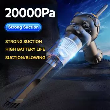Автомобильный пылесос с сильным всасыванием 20000 Па, беспроводной перезаряжаемый мощный ручной пылеуловитель, мини-мойка для автомобильной бытовой техники чёрный