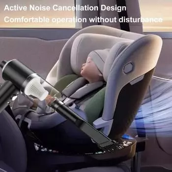 Автомобильный пылесос с трехслойной фильтрацией, мощное всасывание, низкий уровень шума, многофункциональный портативный беспроводной пылесос со светодиодной подсветкой чёрный