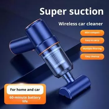 Автомобильный пылесос с высокоэффективным воздушным фильтром, перезаряжаемый, с сильным всасыванием, портативный беспроводной ручной пылесос для удаления пыли синий
