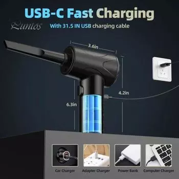 Автомобильный пылеуловитель, аккумуляторный, беспроводной, 3 скорости, светодиодные фонари, гаджет для удаления пыли с клавиатуры компьютера автомобиля A