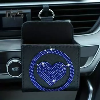 Автомобильный ящик для хранения из искусственной кожи, блестящая роскошная сумка для хранения ключей со стразами, внедорожник, автомобильный вентиляционный люк, подвесная сумка-органайзер, чехол для ключей красный