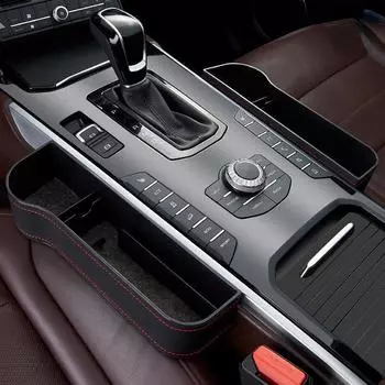 Автомобильный ящик для хранения сиденья, щелевой ящик для хранения автомобиля, многофункциональный ящик для хранения мелочей, кожаный ящик для хранения для автомобиля 26cm16cm6cm2 чёрный