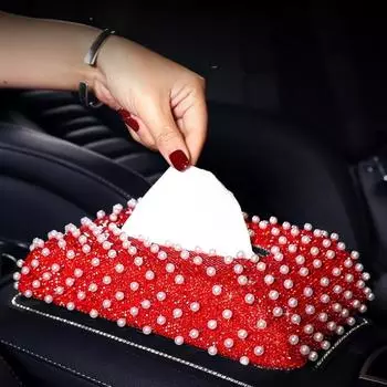 Автомобильный ящик для салфеток Pearls, тип сиденья, центральная консоль, подлокотник, держатель для салфеток, чехол для бумаги, автомобильные аксессуары красный