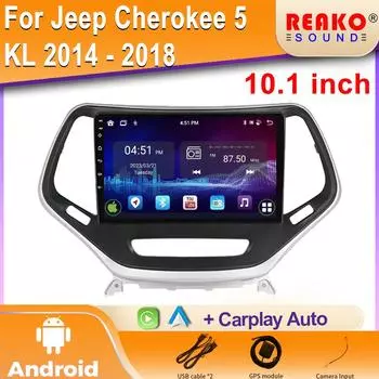 Автомобильный Радио Мультимедиа Видео Плеер Навигация GPS Стерео DSP BT IPS Carplay Экран Для Jeep Cherokee 5 KL 2014 - 2018 2DIN WIFI 4 core 1GB+32GB carplay