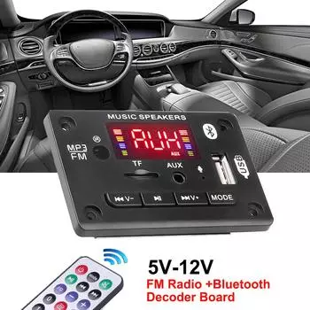 Автомобильный радиомодуль беспроводной Bluetooth 5.0 WMA декодер плата USB TF FM AUX 12 В громкой связи для Mp3-плеера динамик CHINA