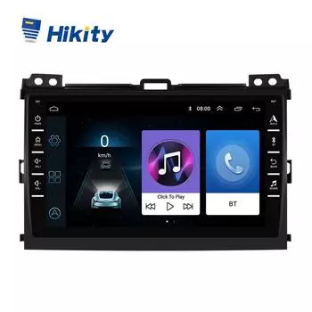 Автомобильный радиоплеер Hikity 2 Din, 8 дюймов, Android 9,1 для Toyota Land Cruiser Prado 120 2004-2009, GPS, WIFI, Bluetooth, FM, зеркальная связь, DVR, вид сзади