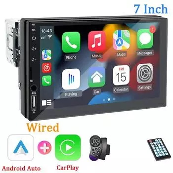 Автомобильный радиоприемник 1 Din Carplay Android Auto Мультимедийный проигрыватель HD 7 Сенсорный экран FM AUX Вход Bluetooth MirrorLink Универсальный Автомагнитола