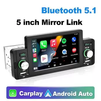 Автомобильный радиоприемник 1 Din Универсальный CarPlay Android Авто Мультимедийный плеер Bluetooth MirrorLink FM-приемник