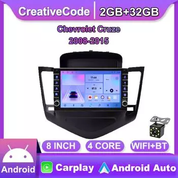 Автомобильный радиоприемник 2 Din Android для Chevrolet Cruze 2008-2015 с кнопочной ручкой головного устройства Стерео GPS WIFI Навигация Мультимедийный плеер Carplay 2 + 32 ГБ 2+32GB