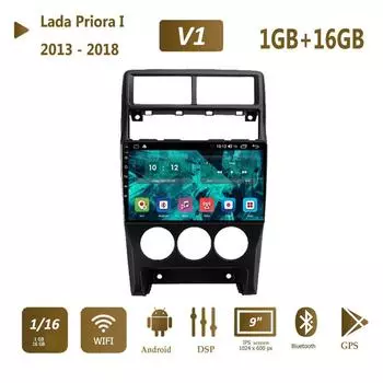 Автомобильный радиоприемник 2 Din стерео Android Auto автомобильный мультимедийный видеоплеер для Lada Priora I 2013-2018 беспроводной GPS BT WIFI 2din 1 + 16 ГБ