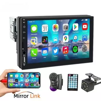 Автомобильный радиоприемник 7 дюймов 1 Din MP5 мультимедийный плеер сенсорный экран FM ISO вход питания Aux Bluetooth USB Mirror Link универсальный