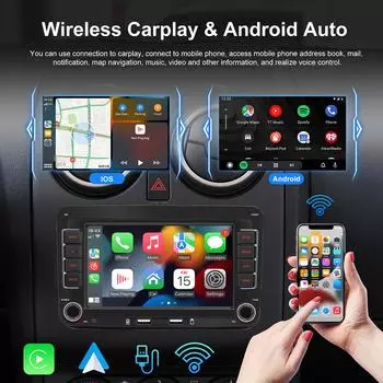 Автомобильный радиоприемник Android13 2 Din Автомобильный мультимедийный проигрыватель GPS WiFi Carplay для Volkswagen Skoda Octavia Golf 5 6 Touran Passat Polo Jetta