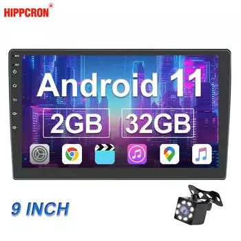 Автомобильный радиоприемник Android 11 Мультимедийный проигрыватель 9 дюймов 2 Din Автомобильный навигатор Стерео радио 12 В 2 + 32 ГБ WIFI GPS FM With 12LED Camera