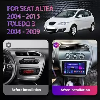 Автомобильный радиоприемник Android 12 для Seat Altea 2004-2015 Toledo 3 2004-2009 мультимедийный видеоплеер Navigaion GPS DVD Carplay Auto WIFI 9 -1+32cp