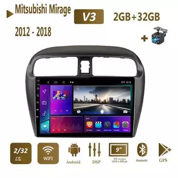 Автомобильный радиоприемник Android Auto для Mitsubishi Mirage Attrage 2012-2018 Space Star 2014 мультимедийный плеер GPS Naigation стерео Carplay HU 2 + 32 ГБ 1+16GB