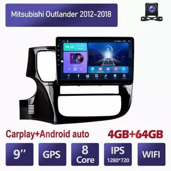 Автомобильный радиоприемник Android Auto для Mitsubishi Outlander 2012-2018, мультимедийный плеер, GPS-навигация, стерео Carplay HU 4 + 64 ГБ 2+32GB