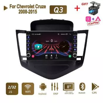 Автомобильный радиоприемник Android для Chevrolet Cruze 2008-2015 с кнопочной ручкой головного устройства стерео 2 Din GPS WIFI навигация мультимедийный плеер Carplay 2 + 32 ГБ 1+16GB